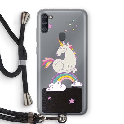 Regenboog eenhoorn: Samsung Galaxy A11 Transparant Hoesje met koord
