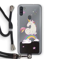 Regenboog eenhoorn: Samsung Galaxy A11 Transparant Hoesje met koord