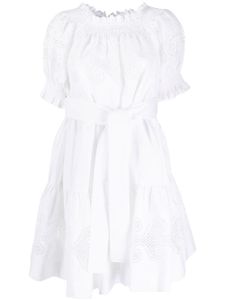 P.A.R.O.S.H. robe courte en coton à détails d'œillets - Blanc