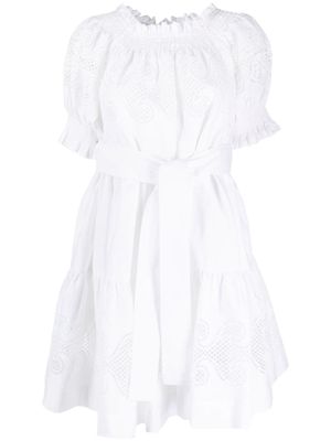 P.A.R.O.S.H. robe courte en coton à détails d'œillets - Blanc