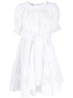 P.A.R.O.S.H. robe courte en coton à détails d'œillets - Blanc