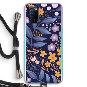Flowers with blue leaves: Oppo A92 Transparant Hoesje met koord