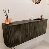 Toiletmeubel Mondiaz Joya Dlux | 111.6 cm | Meubelkleur Shadow | Faye wastafel Lava Wasbak Rechts | 1 kraangat