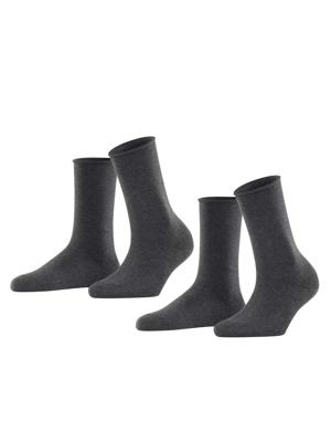 Esprit - 2p Socks - Basic Pure - antraciet, Maat:39-42