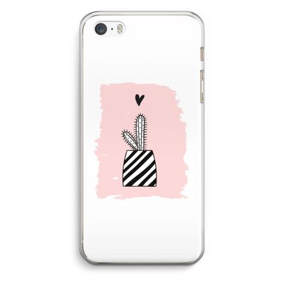 Zwart-wit cactus: iPhone 5 / 5S / SE Transparant Hoesje