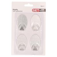 Excellent Houseware ophang haakjes - zelfklevend - 4x stuks - keuken - badkamer - rvs - D3.5 cm