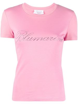 Blumarine t-shirt en coton à logo strassé - Rose
