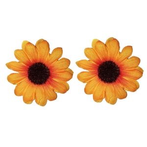 2x stuks zonnebloem verkleed broche speldje 5 cm   -