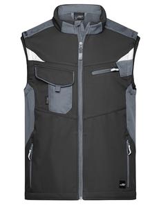 James & Nicholson JN845 Workwear Softshell Vest -STRONG- - Black/Carbon - S