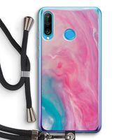 Roze explosie: Huawei P30 Lite Transparant Hoesje met koord