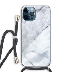 Witte marmer: iPhone 12 Pro Max Transparant Hoesje met koord