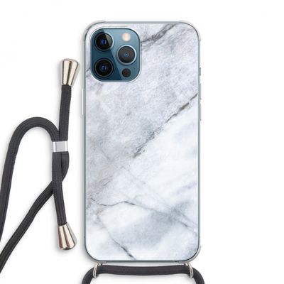 Witte marmer: iPhone 12 Pro Max Transparant Hoesje met koord