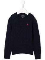 Ralph Lauren Kids pull Polo Pony en maille torsadée - Bleu - thumbnail