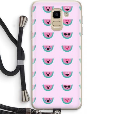 Smiley watermeloenprint: Samsung Galaxy J6 (2018) Transparant Hoesje met koord