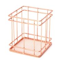 Rose goud metaal pennenhouder vak geval ijzeren kunst ontvangst mand Desk briefpapier Office school Desk Supplies (vierkant)