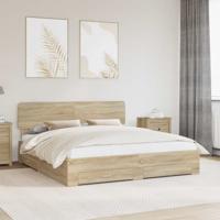 Bedframe met hoofdeinde Sonoma Eiken 200 x 200 cm Bewerkt hout