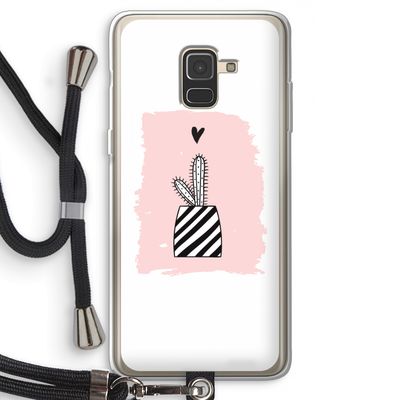 Zwart-wit cactus: Samsung Galaxy A8 (2018) Transparant Hoesje met koord