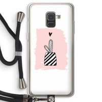 Zwart-wit cactus: Samsung Galaxy A8 (2018) Transparant Hoesje met koord