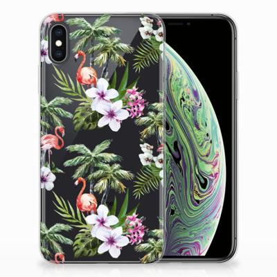 Apple iPhone Xs Max | TPU Hoesje | Flamingo Palms
