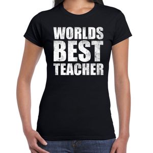 Worlds best teacher / werelds beste lerares cadeau t-shirt zwart dames