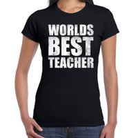 Worlds best teacher / werelds beste lerares cadeau t-shirt zwart dames