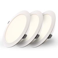 Set van 3 Georgia LED platte Inbouwspots wit - 9W 820lm - Rond - 2700K warm Wit - Ø145 mm - IP20 voor binnen - Inbouwdiepte 25mm