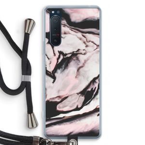 Roze stroom: Sony Xperia 5 II Transparant Hoesje met koord