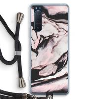 Roze stroom: Sony Xperia 5 II Transparant Hoesje met koord
