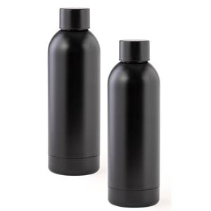 Thermosfles/isoleerkan - Set van 2x stuks - RVS - 800 ml - mat zwart