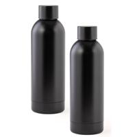 Thermosfles/isoleerkan - Set van 2x stuks - RVS - 800 ml - mat zwart