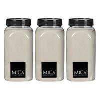 Mica Decorations decoratie zand - 3x - 650ml - creme wit - hobby zandkorrels - sierzand