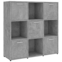 The Living Store Boekenkast - Betongrijs - 90 x 30 x 90 cm - 9 vakken (5 met deur)