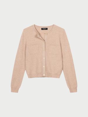 Getextureerd cashmere vest met borstzakken en lurex