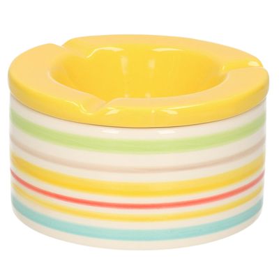 Terras asbak/stormasbak van keramiek - D12 x H6 cm - multi
