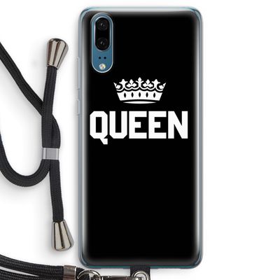 Queen zwart: Huawei P20 Transparant Hoesje met koord