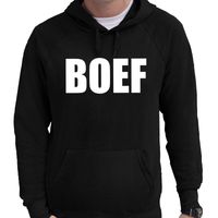 Hooded sweater zwart met BOEF bedrukking voor heren 2XL  - - thumbnail