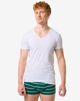 HEMA Heren ondershirt slim fit v-hals naadloos - 2 stuks wit (wit)