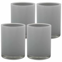 Badkamer drinkbeker/tandenborstelhouder Aveiro - 4x - PS kunststof - lichtgrijs - 7 x 9 cm