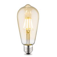 Edison Vintage E27 LED filament lichtbron Drop | ST64 Deco | Retro LED lamp | 6.4/6.4/14cm | Amber | geschikt voor E27 fitting | Dimbaar | 6W 660lm 2700K | warm wit licht