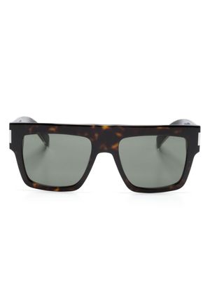 Saint Laurent Eyewear lunettes de soleil à effet écailles de tortue - Marron