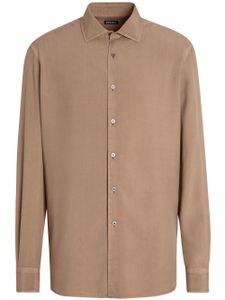 Zegna chemise en soie à manches longues - Marron