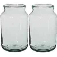 Vaas - 2x - cilinder - transparant glas - 30 x 18 cm - bloemenvazen Vaas - 2x - cilinder - transparant glas - 30 x 18 cm - bloemenvazen