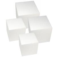 Piepschuim vorm/figuur kubussen - set van 4x - wit - 20 x 20 cm/15 x 15 cm - Hobby materialen