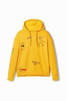 Sweatshirt met capuchon en vogels - YELLOW - XXL