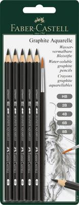 Faber Castell Aquarelpotlood Graphite - blister 5 stuks + penseel