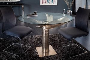 Maritieme eettafel OCEAN 105cm antiek zilveren glazen tafel met scheepsschroef - 39921