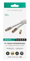 Vivanco Antenne Aansluitkabel [1x Antennestekker 75 Ω - 1x Antennebus 75 Ω] 1.50 m Vergulde steekcontacten, Viervoudig afgeschermd, Met Ferrietkern Wit - thumbnail