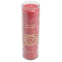 Fair Trade Wortel Chakra (1e) Stearine Kaars in Glas - Rood (100