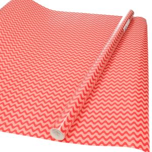 5x rollen Inpakpapier/cadeaupapier rood/roze golfjes print 200 x 70 cm