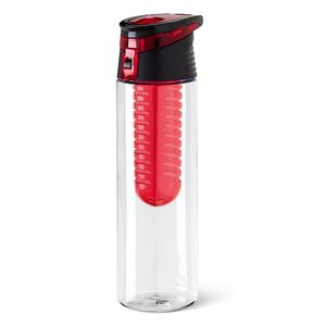 Waterfles/sportfles/drinkfles Waterprofs - transparant/rood - kunststof - 740 ml - met fruit filter